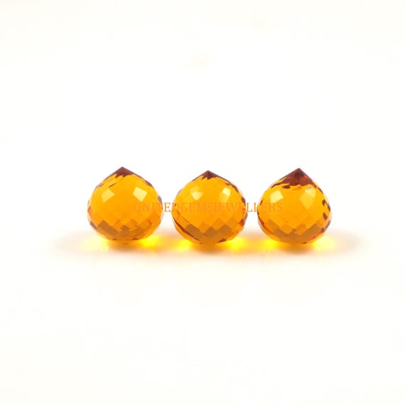 Faceted Citrine Quartz Drops: Onion Shape Loose Gemstone (8mm or 10mm)