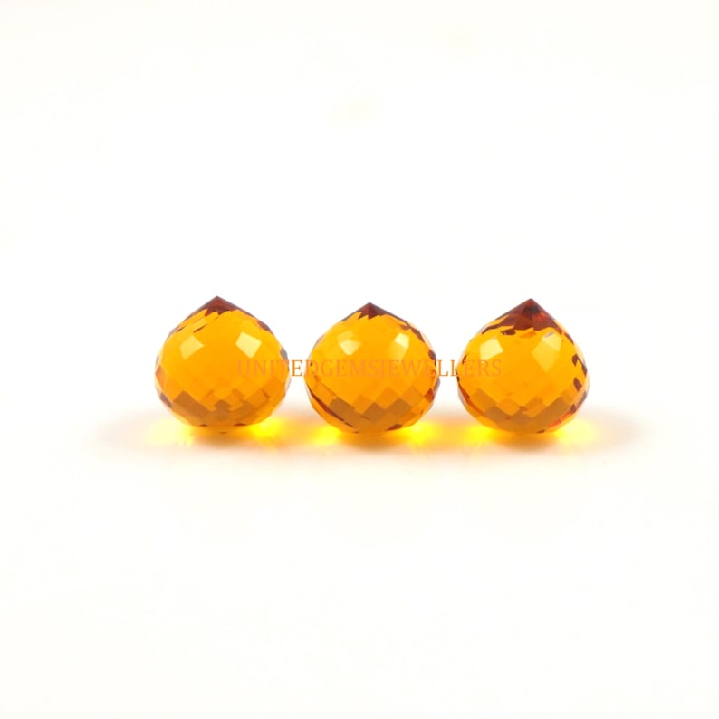 Fasettslipad citrinkvartsdroppar: Lökformad lös ädelsten (8 mm eller 10 mm) bild 1