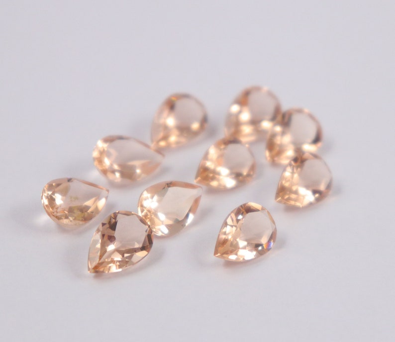 12X8 mm Pear Cut 10 Pcs Morganite Quartz Pear Shape Jewelry Making Loose Gemstones Normal Cut Morganite Quartz Loose Gemstone Cut