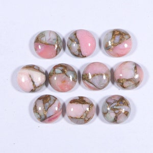 Pink Opal Copper Turquoise 6 mm To 20 mm Turquoise Round Shape Smooth Cabochon Lot  Pink Opal Turquoise Gemstone Jewelry Making Handmade