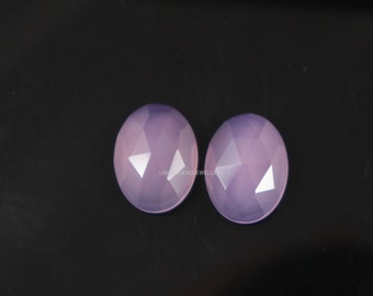 Handmade Lavender Chalcedony Gemstone: 16X12 mm Oval Rose Cut