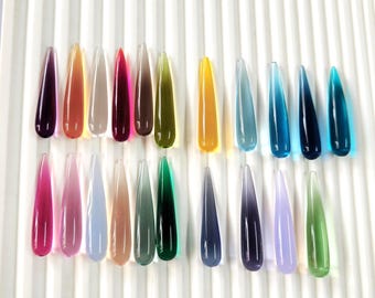 Amethyst Quartz Teardrop Briolette Beads: Half Drilled Gemstone Pair (6x9 to 15x20mm)