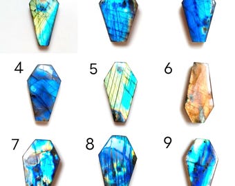 Rare Labradorite Purple Multi Fire Coffin Shape Cabochon Smooth Flat Bottom Jewelry Making Loose Gemstones Natural Labradorite Coffin Purple