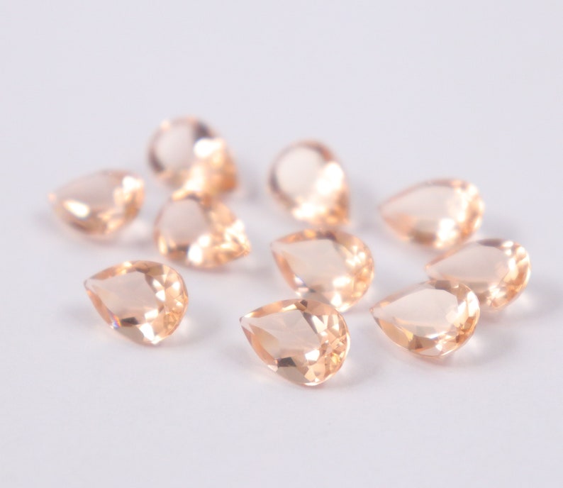 12X8 mm Pear Cut 10 Pcs Morganite Quartz Pear Shape Jewelry Making Loose Gemstones Normal Cut Morganite Quartz Loose Gemstone Cut