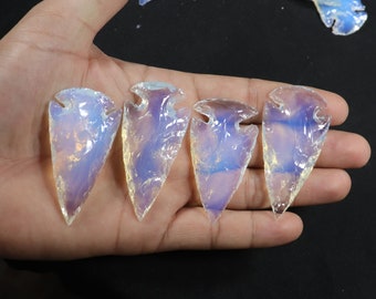 Opalite Crescent Arrowhead: Loose Gemstone for Jewelry Making (50x22 mm)