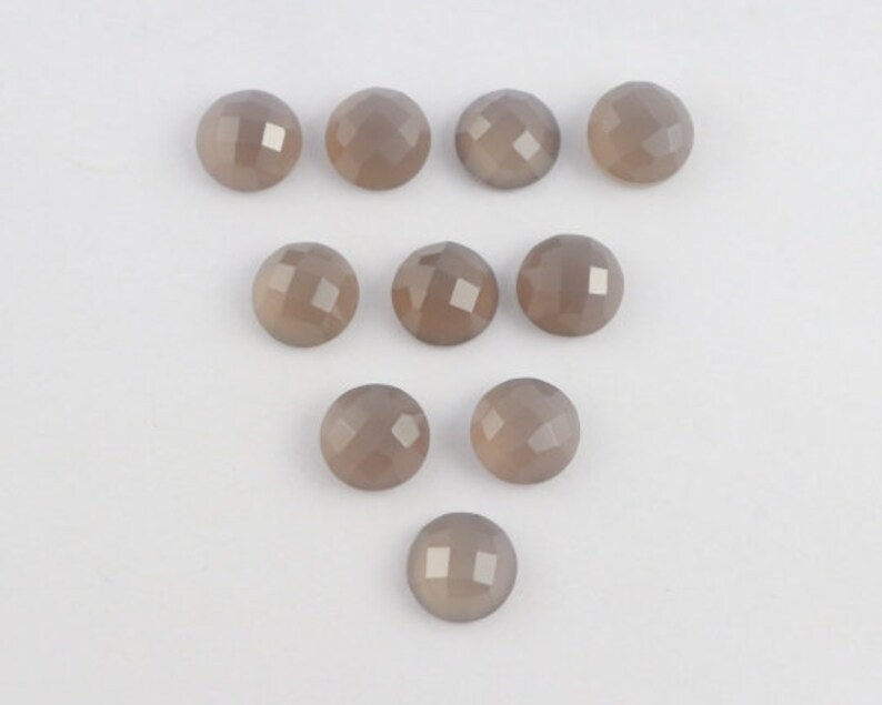 6 mm To 20 mm Gray Chalcedony Round Wholesale Lot Rose Cut Flat Bottom Jewelry Making Loose Gemstones Natural Gray Chalcy One Side Checker