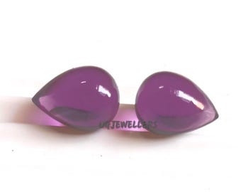 2 Amethyst Quartz Teardrop Briolettes: Half Drilled, 6x9mm to 15x20mm
