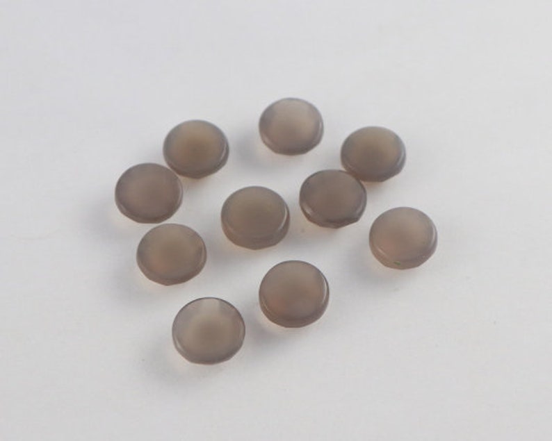 6 mm To 20 mm Gray Chalcedony Round Wholesale Lot Rose Cut Flat Bottom Jewelry Making Loose Gemstones Natural Gray Chalcy One Side Checker