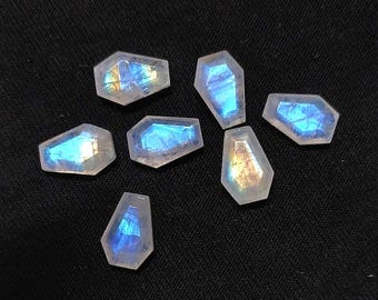 Witte regenboogmaansteen kistvorm: edelsteen: 17 x 10 mm, sieraden maken (10 stuks)
