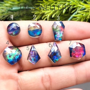 Doppietta di pietre preziose in conchiglia di abalone taglio rosa: bara, esagono, ovale, aquilone