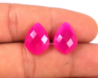 Ruby Chalcedony Briolette Pair: 16X12 mm Shield Cut Gemstones