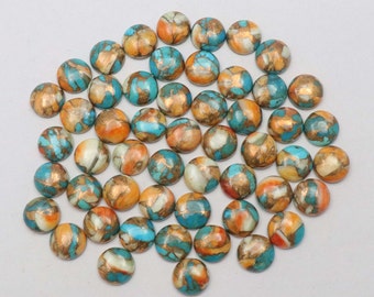 1 pcs Huître Cuivre Turquoise 5 mm à 20 mm Forme Ronde Lisse Cabochon Lot Huître Cuivre Turquoise Pierres Précieuses Fabrication de Bijoux Pierre Fait Main