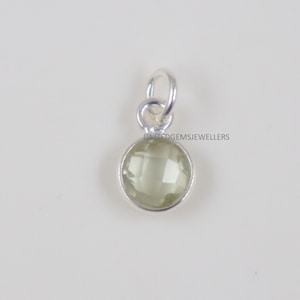 Green Amethyst Pendant 92.5 Sterling Silver 6 mm Round Briolette Cut Pendant Hand Made Jewelry Gift For Her Pendant Green Amethyst Pendant