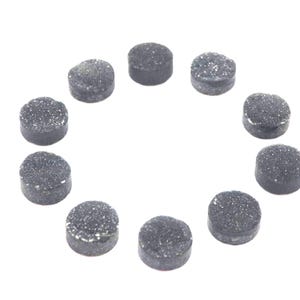 Natural Black Druzy Gemstone Cabochons: 10 mm Round, Rough Bottom (10 Pcs)