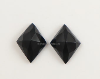 Handmade Black Onyx Gemstone: 16X12 mm Rose Cut Fancy Shape