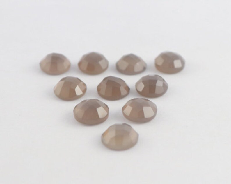 6 mm To 20 mm Gray Chalcedony Round Wholesale Lot Rose Cut Flat Bottom Jewelry Making Loose Gemstones Natural Gray Chalcy One Side Checker