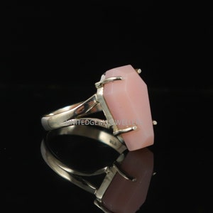 Pink Opal Coffin Ring 17X10 mm Coffin Sterling Silver Ring 92.5 Sterling Silver Hand Made Jewelry Gift For Her Coffin Pink Opal Ring