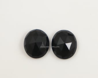 Onyx noir fait main : 14 x 12 mm ovale taille rose