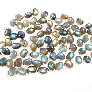 Oval Labradorite Cabochon: Multi Fire Loose Gemstone (6x4 to 20x15 mm) image 1