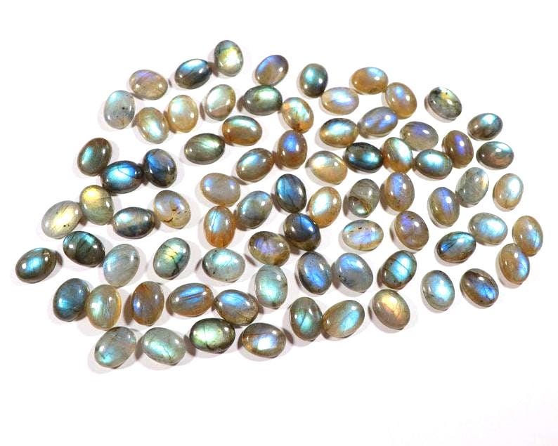 Oval Labradorite Cabochon: Multi Fire Loose Gemstone (6x4 to 20x15 mm) image 1