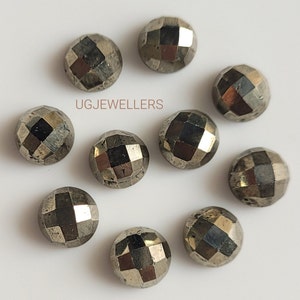 1 Stk Pyrit 6 mm Bis 16 mm Runde Großhandel Rose Schnitt Flachboden Schmuck machen Lose Edelsteine Natürliche Pyrit Edelstein Eine Seite Checker Schnitt