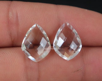 Shield Cut Crystal Quartz Briolette Pair: 16X12 mm Gemstones