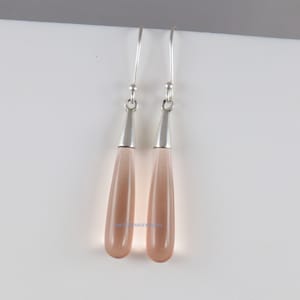Peach Morganite Quartz 30X6 mm Plan Drops 92.5 Sterling Silver Dangle Earrings 1 Pair Dangle Earrings Hand Made Jewelry For Her Earrings
