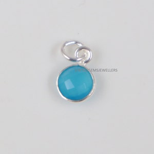 Pendentif calcédoine bleue en argent sterling 92,5 6 mm rond taille briolette pendentif bijoux faits main cadeau pour elle pendentif pendentif calcédoine