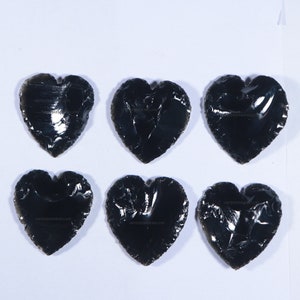 Black Obsidian Hearts Crystal Crescent Hearts Black Obsidian Hearts Black Healing Stone Black Obsidian Jewelry Making Loose Gemstone