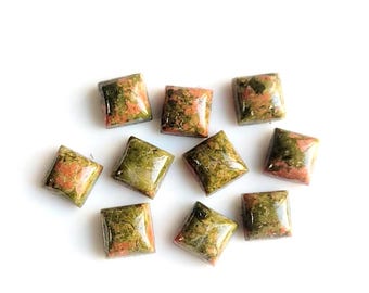 AAA+ Quality Natural Unakite Gemstone Square Shape Cabochon Wholesale Lot All Sizes Available