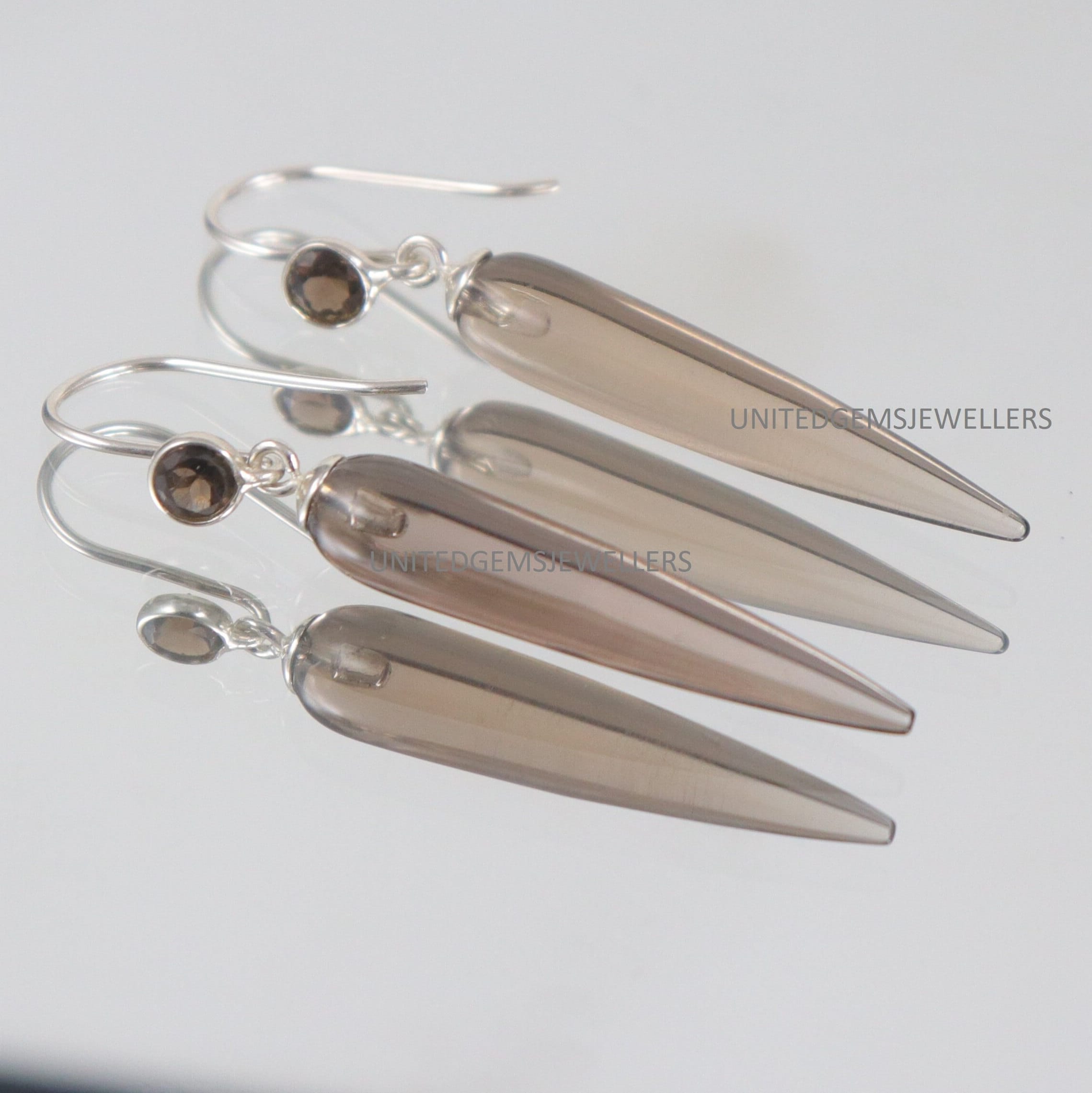 Orecchini pendenti in argento sterling fatti a mano con quarzo ialino