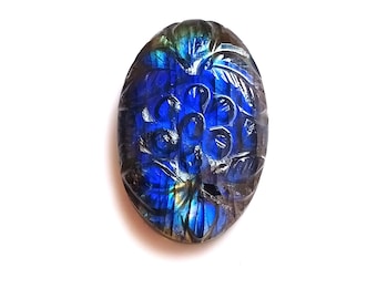 Carved Labradorite Gemstone: Mughal Carving, Jewelry Making