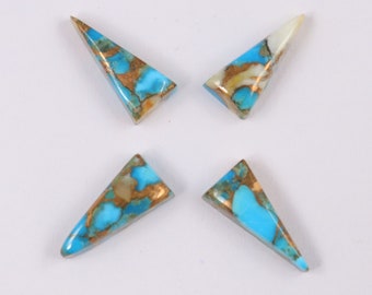 4 Pcs Trillion Oyster Copper Turquoise Cabochons: 16X8 mm Loose Gemstones