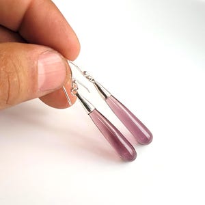 Amethyst Quartz 30X6 mm Plan Drops 92.5 Sterling Silver Dangle Earrings 1 Pair Dangle Earrings Hand Made Jewelry For Her Earrings Amethyst