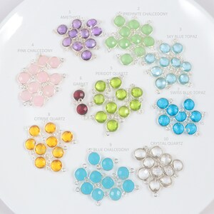 Round Connector Gemstone Connectors 925 Sterling Silver Connectors Single Bail Connectors Double Bail Connectors Round Charm Connectors
