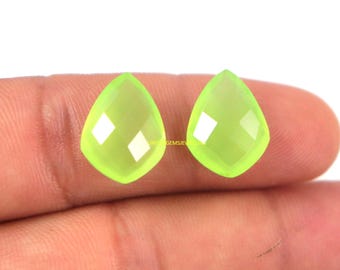 Prehnite Chalcedony Briolette Pair: 16X12 mm Shield Cut Gemstones