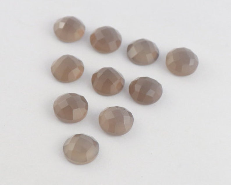 6 mm To 20 mm Gray Chalcedony Round Wholesale Lot Rose Cut Flat Bottom Jewelry Making Loose Gemstones Natural Gray Chalcy One Side Checker