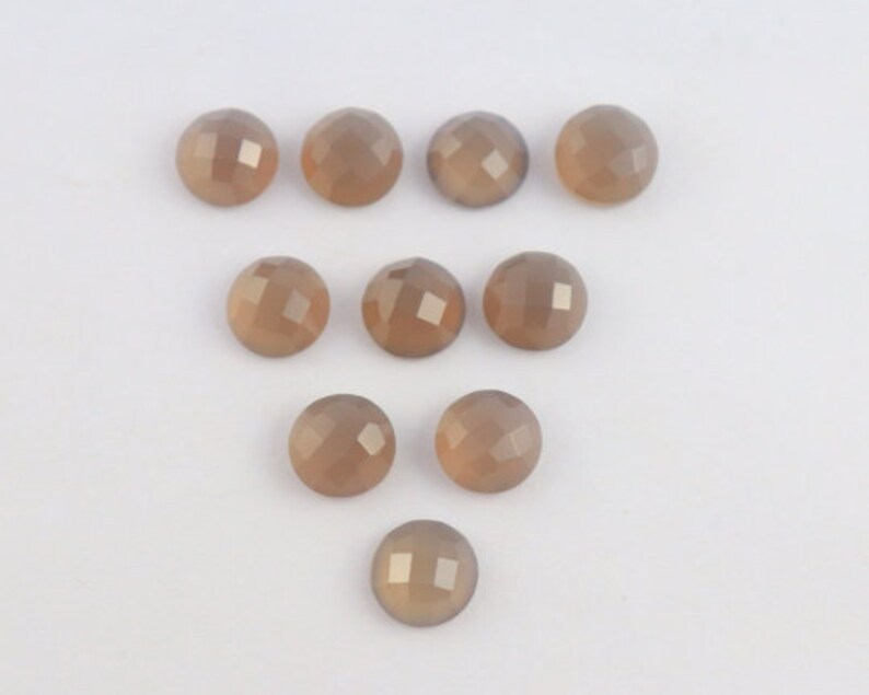 6 mm To 20 mm Gray Chalcedony Round Wholesale Lot Rose Cut Flat Bottom Jewelry Making Loose Gemstones Natural Gray Chalcy One Side Checker