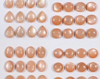 Peach Moonstone Cabochons: Round, Oval, Pear, Cushion, 3-20 mm