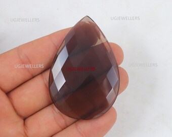 Quarzo fumé a forma di pera: pietra preziosa sciolta taglio rosa da 60 x 40 mm