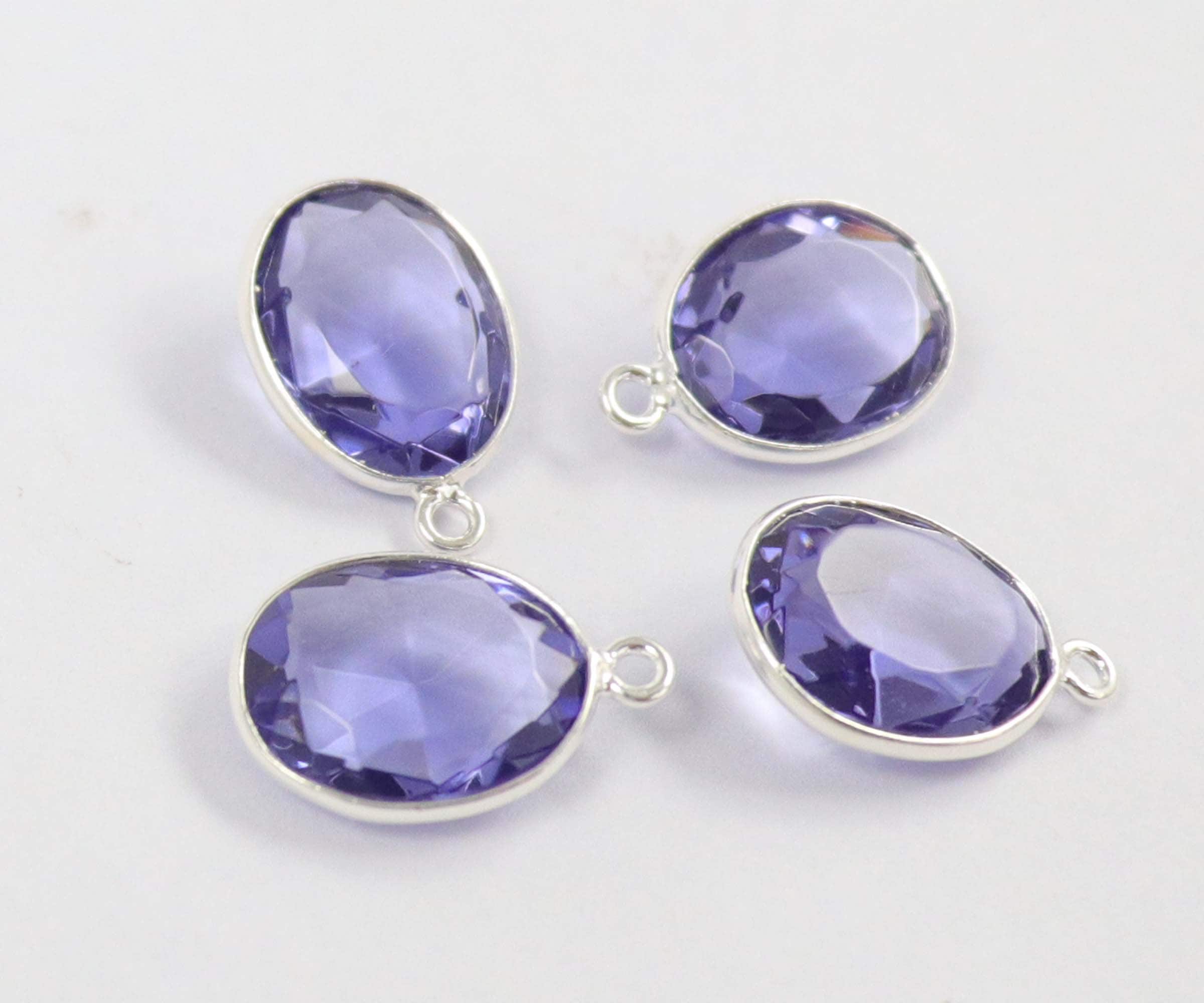 お専用ページ（ジュエリー加工） ハンドメイドアイオライトクォーツスターリングシルバーコネクタ：卵型