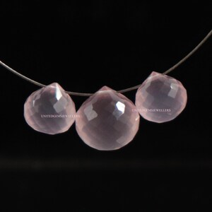 1 Strand Natural Rose Quartz Onion Shape Side Drilled Drops Faceted Cut 8 mm or 10 mm Size Onion Jewelry Making Loose Gemstone Rose Quartz