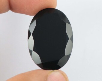 Pierre gemme rose ovale en onyx noir : pierre non sertie 32 x 22 mm