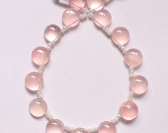 Rose Quartz Cabochon Strand: 10mm Round Beads for Jewelry Making