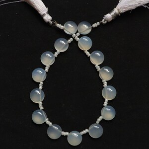 White Chalcedony 1 Strand 15 Pcs 10 mm Round Cabochon Smooth Jewelry Making Strand Beads Handmade Necklace White Chalcedony Gift For Her