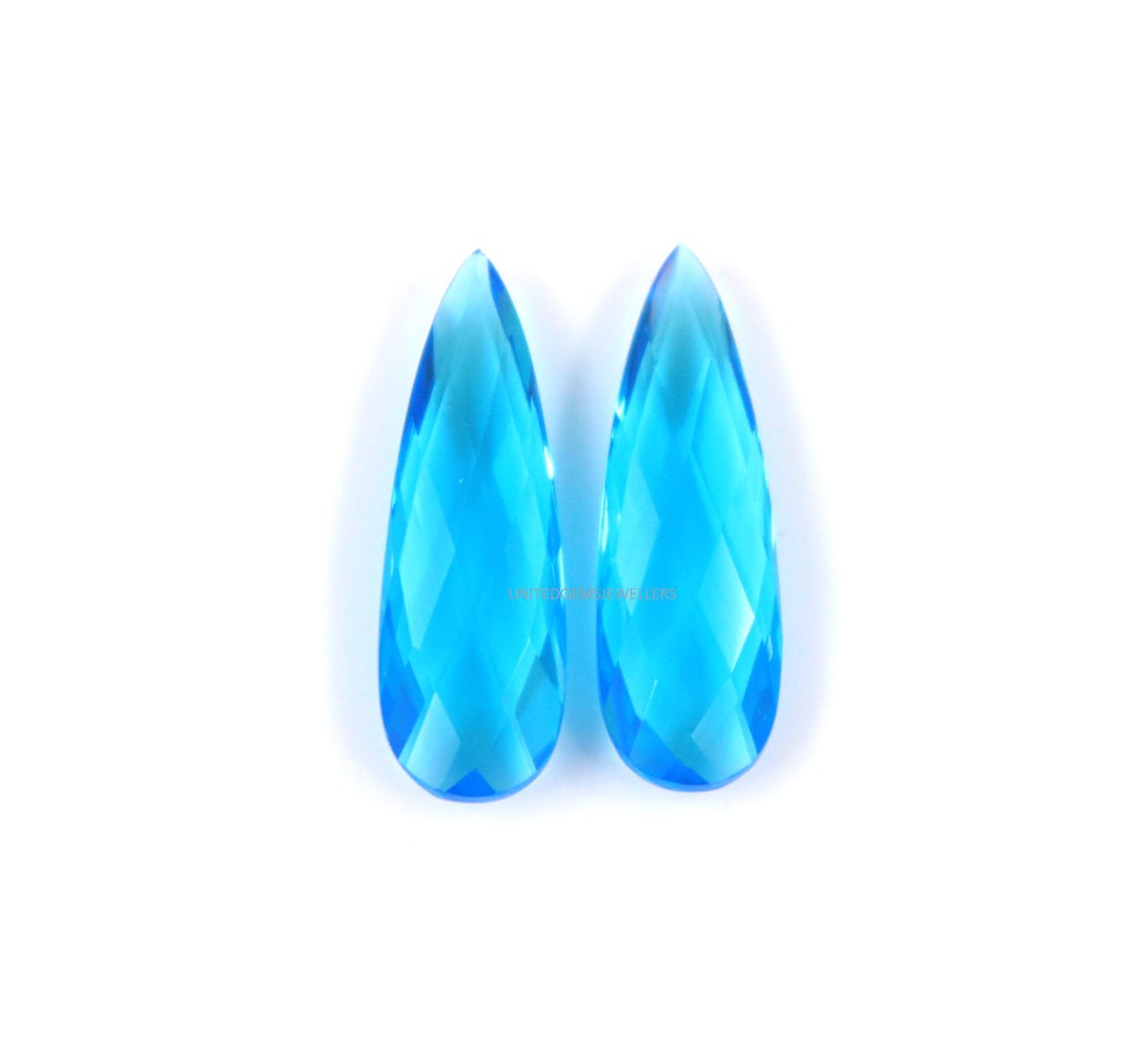 Briolettes Quartz London Blue 35x7mm – Perles Forme Larme – Hydro