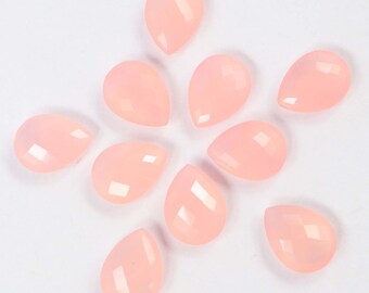 Pink Chalcedony Briolette: Round, Oval, Pear, Cushion Gemstone (6-20 mm)