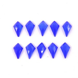 Dark Blue Chalcedony 10 Pcs Natural Dark Blue Chalcedony 13X8 mm Kite Shape Rose Cut Flat Bottom Jewelry Making Loose Gemstone Blue Chalcy