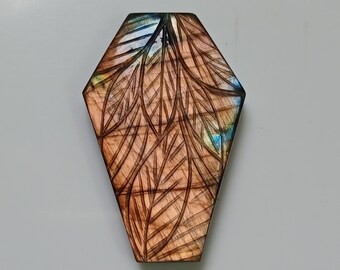 Carved Labradorite Gemstone: Flat Bottom Jewelry Making Stone