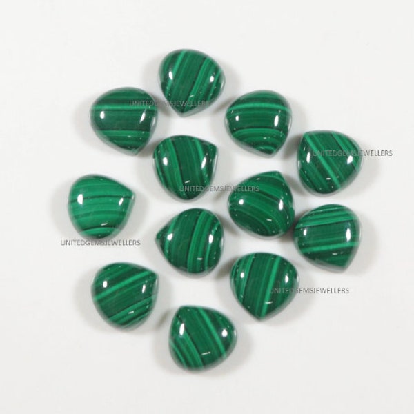 Malachite Natural Gemstone Heart Shape Smooth 6 mm 10 mm 12 mm 20 mm Heart Cabochon Handmade Gemstone Jewelry Making Malachite Gemstone Pair